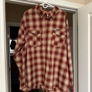 DIXXON Red and Cream Plaid Casual Button Down Shirt